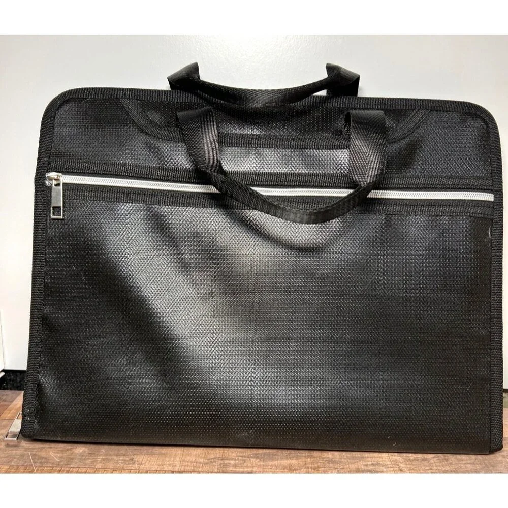 Professional Black Expandable Document Organizer With Zipper Closure